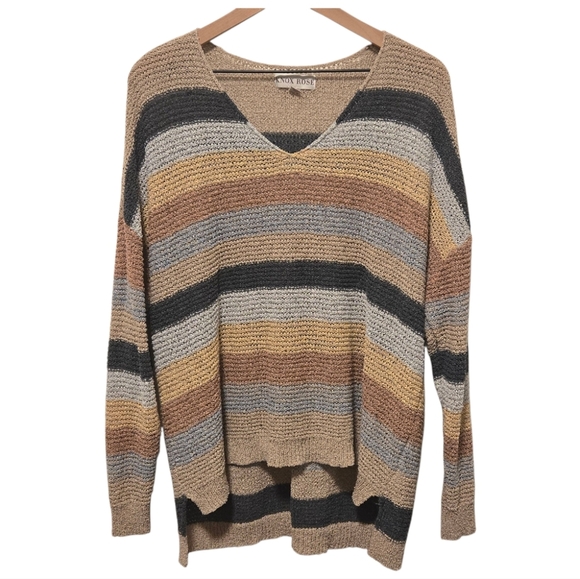Knox Rose V-Neck Striped Knit Pullover Sweater Size 1X - Picture 1 of 6